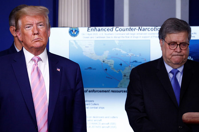 U.S. President Trump and his administration announce moves against Venezuela at coronavirus response briefing at the White House in Washington