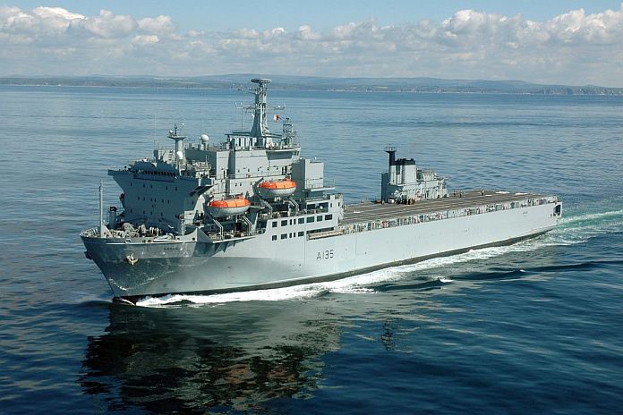 RFA Argus photographed off the coast at Devonport.
