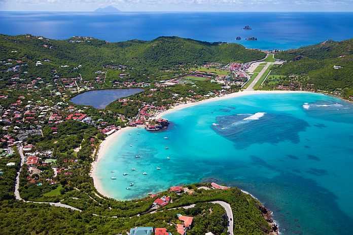 aerial view of St.Jean Bay, St. Barths, FWI