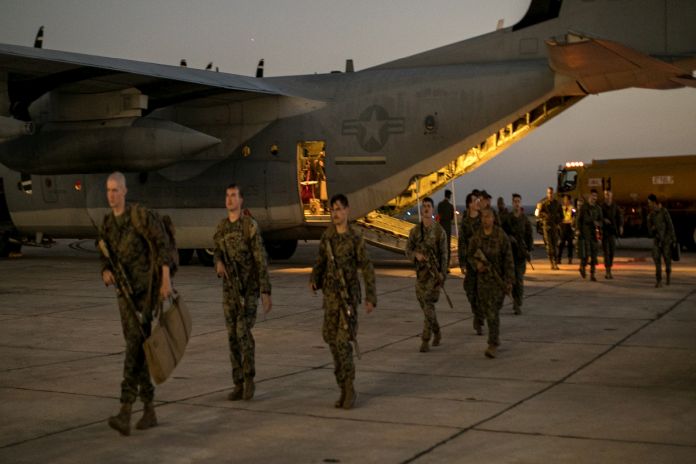 U.S. Marines land at Naval Station Guantanamo Bay, Cuba