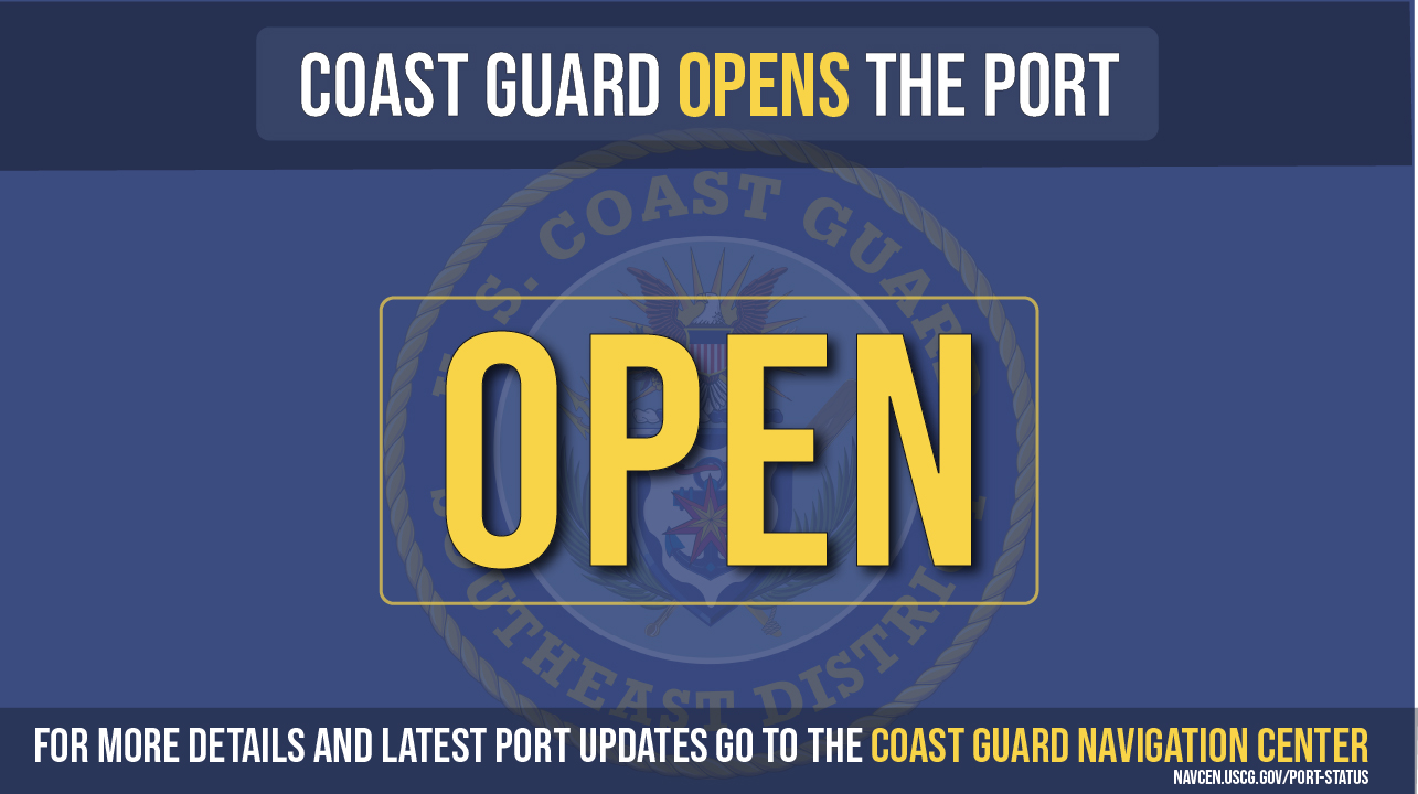Coast Guard Captain of the Port opens the port